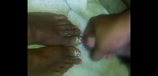  Sexy Mature Wife Feetfuck Footjob With Anklet and Toe Rings Polished Orange Toes First Time 2019 Part 2 (Cumshot)